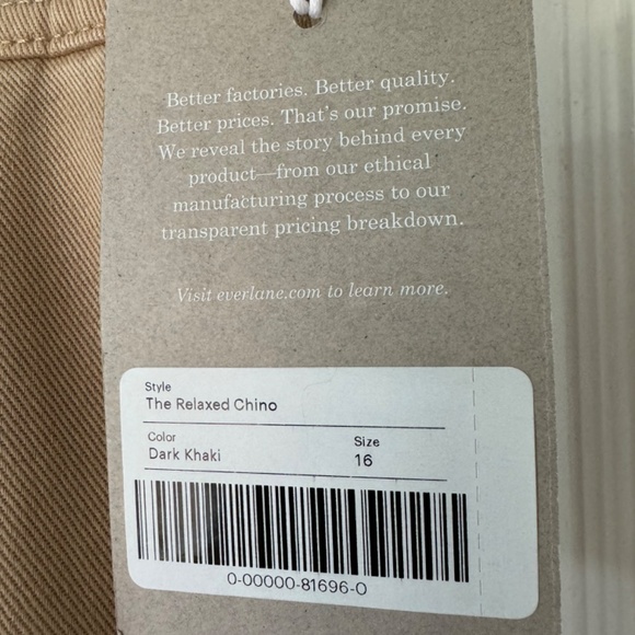 NWT — Everlane - Tencel Relaxed Chino in Buttersoft -Color Dark Khaki, Size 16 - Picture 5 of 5